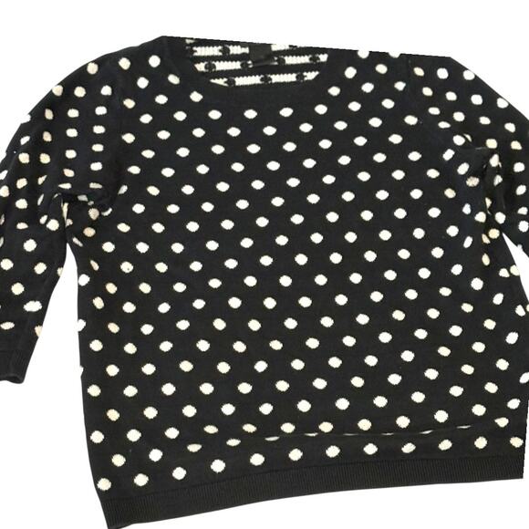 Ann Taylor Black/White Polka Dot Sweater - LP Large Petite - 3/4 Length Sleeves - Picture 5 of 11